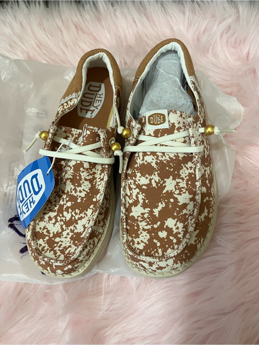 Hey Dude Kids Slip-On Sneakers in Brown & White Splatter